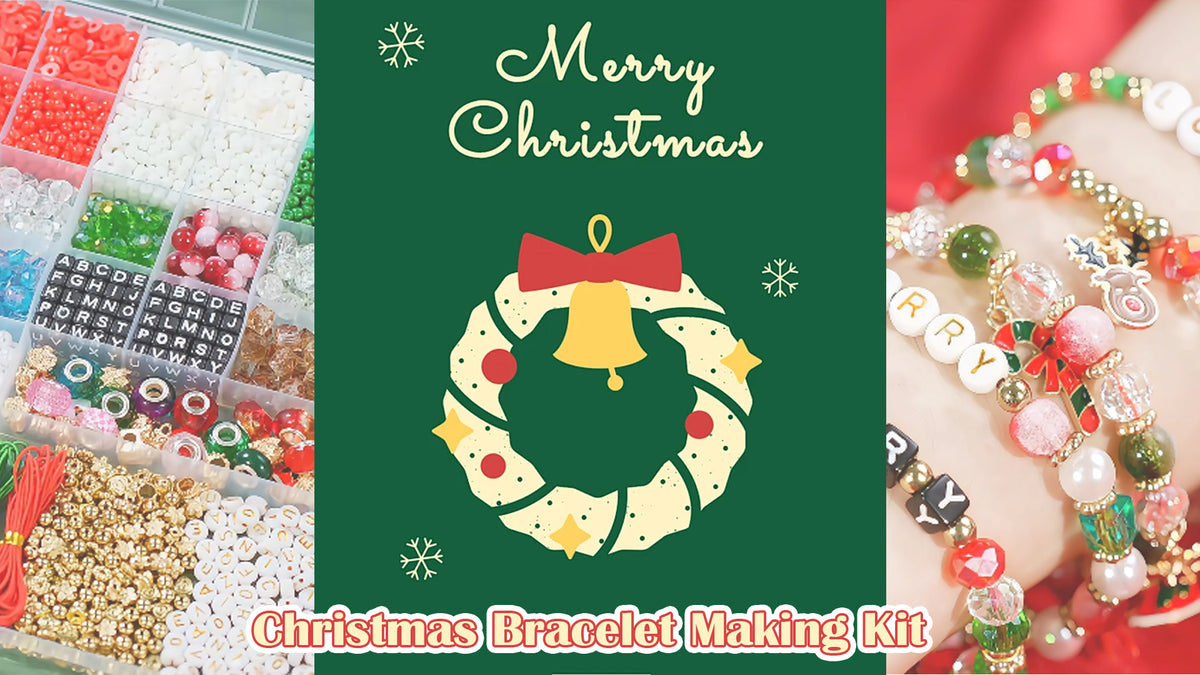 Christmas Friendship Bracelet Making Kit with Clay Beads & Charms for Kids