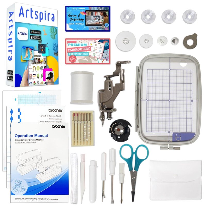 Brother Embroidery Machine with 5x7 Inch Area, Hoops & Thread Set