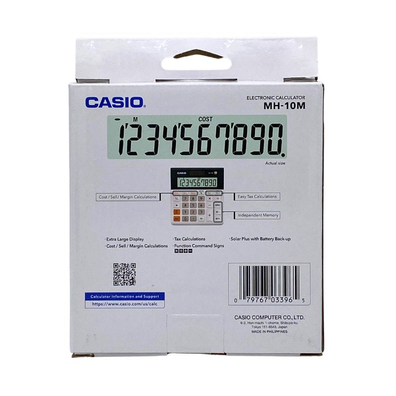 Desktop Calculator with 10-Digit Display & Business Functions - Compact, Solar Powered