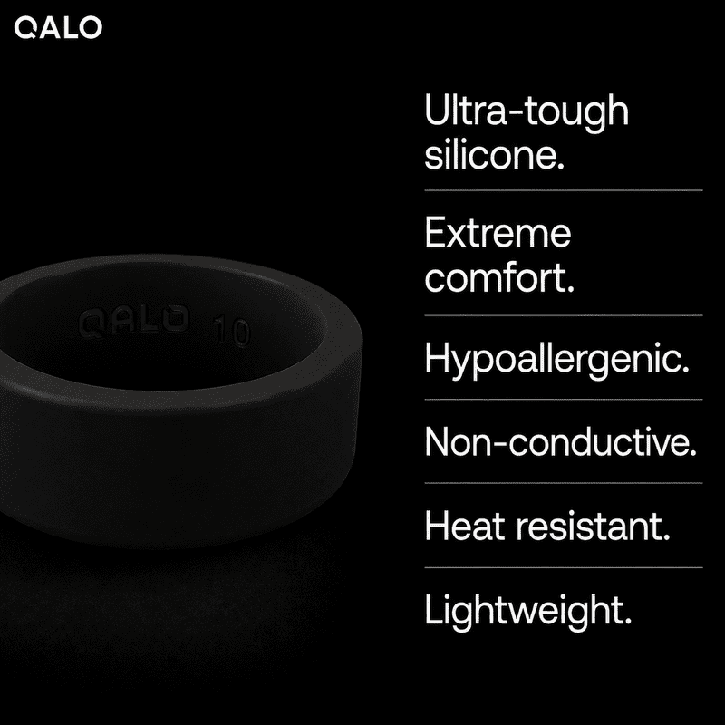 Men's Classic Silicone Ring - Durable, Lightweight, Non-Conductive, Size 12, Black