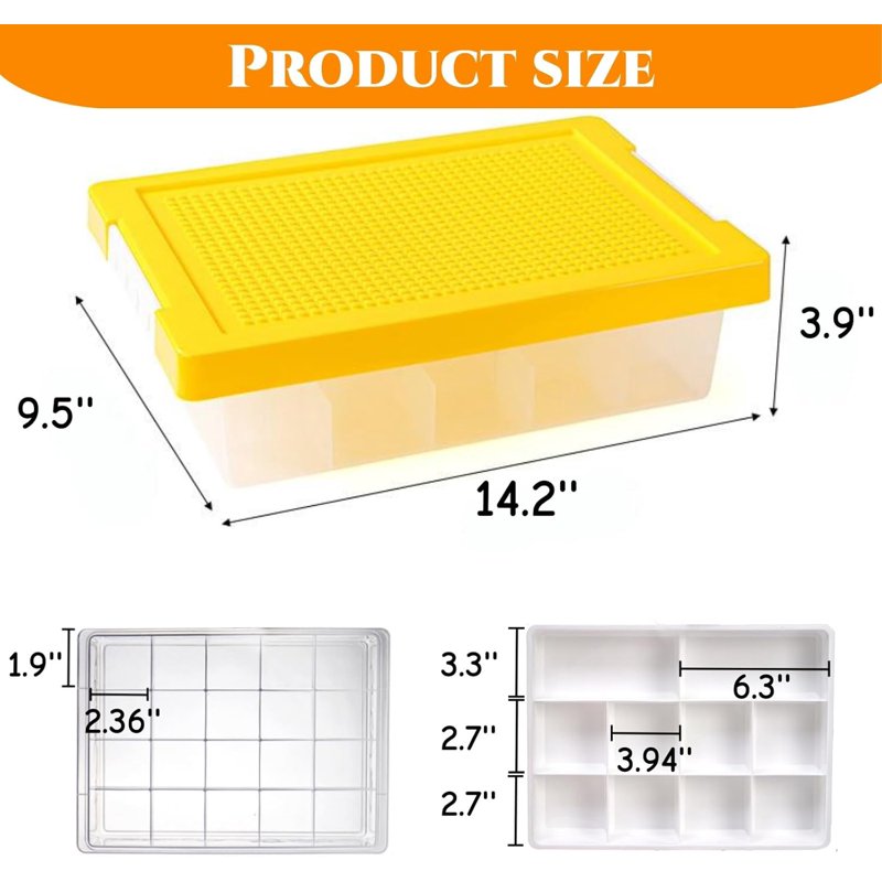 Stackable Craft Organizer Bin with 30 Compartments & Building Baseplate