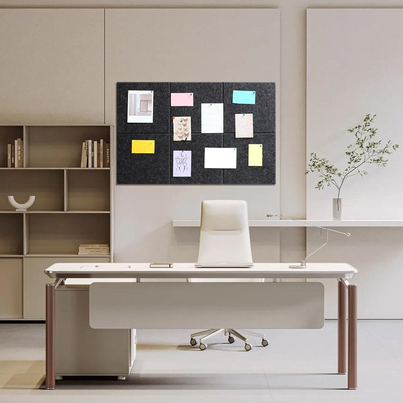 Large Wall Cork Board Tiles 36x24 Inches | 6 Pack Felt Bulletin Boards with Pushpins