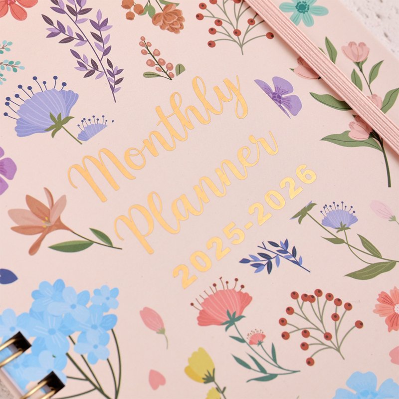 Floral Monthly Planner 2 Years A5 Hardcover Calendar Notebook with Tabs