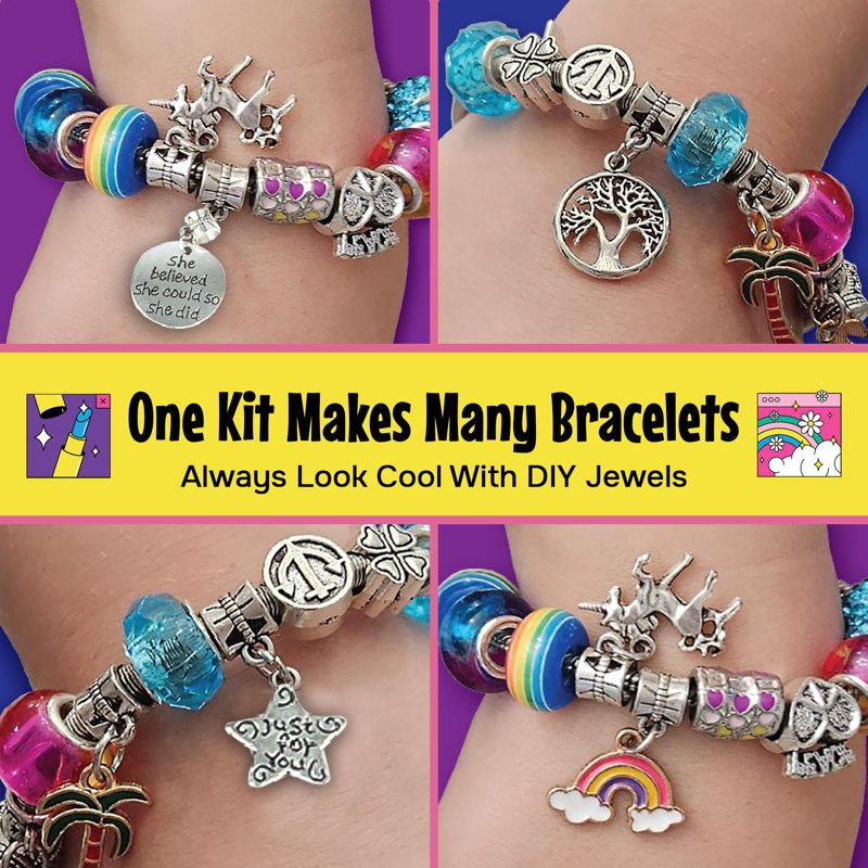 Kids Jewelry Making Kit with Beads Charms Pendants - Creative Arts & Crafts Set for Ages 6+