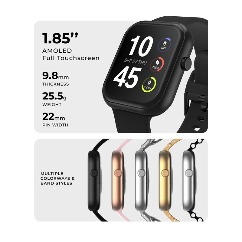 Unisex Smart Watch with Silicone Strap – Fitness & Health Tracking