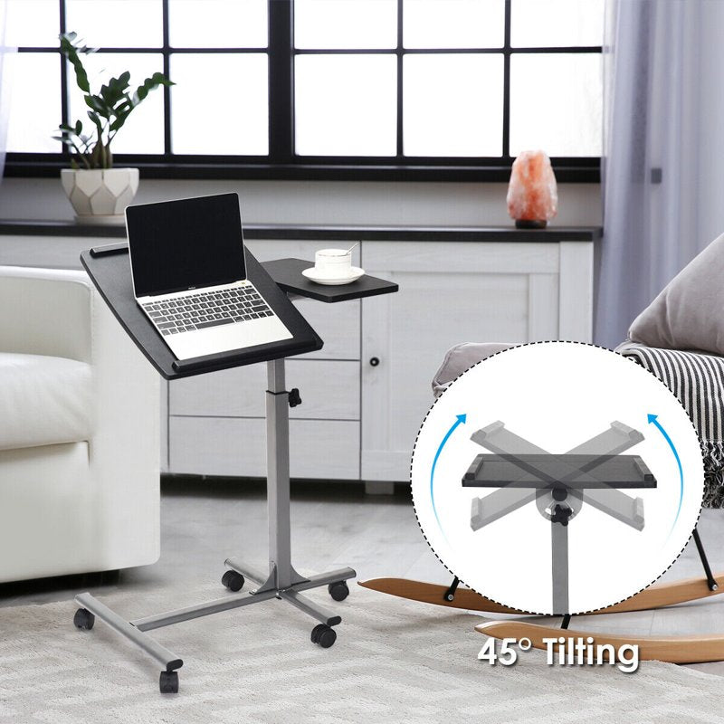 Height Adjustable Standing Laptop Desk Cart with Lockable Wheels