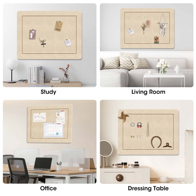 Foldable Felt Bulletin Board for Photos & Planning - 24x18 Inch, Oatmeal