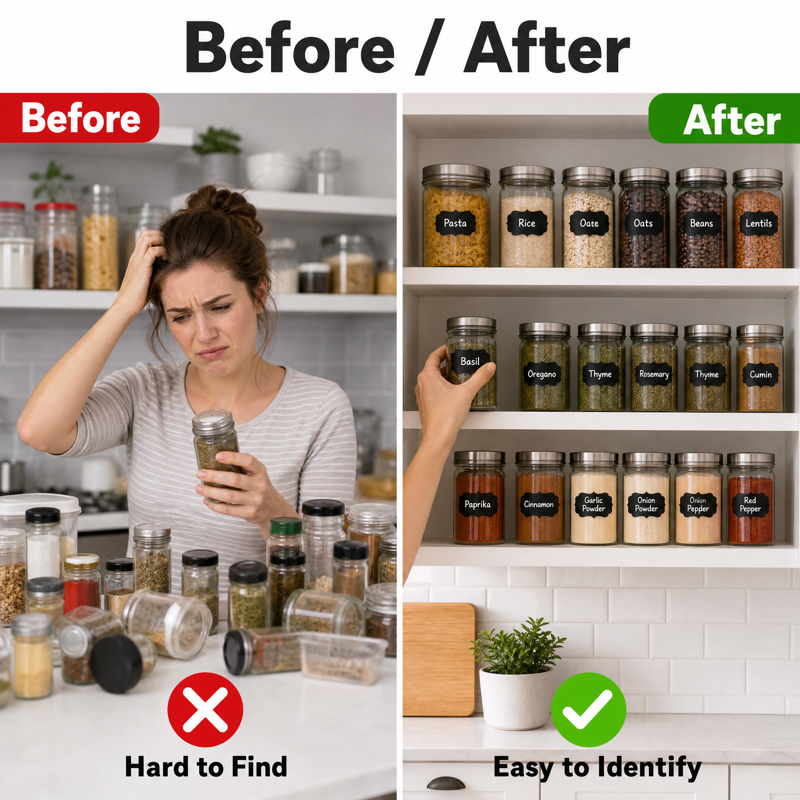 Waterproof Chalkboard Labels 450pcs - Reusable Self-Adhesive Kitchen & Pantry Stickers