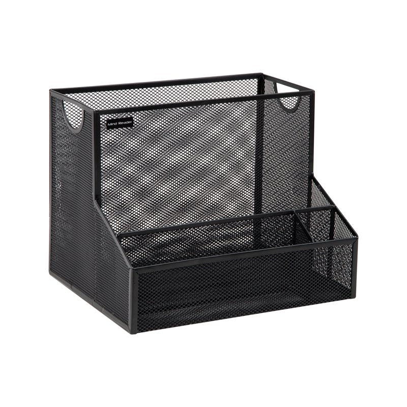 Desktop Organizer with 4 Compartments - Metal File and Office Supplies Storage