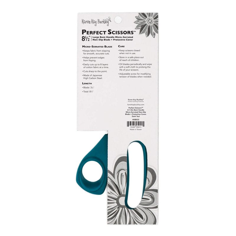 Fabric Cutting Scissors 8.5 Inch Micro-Serrated Blade Bent Handle Teal