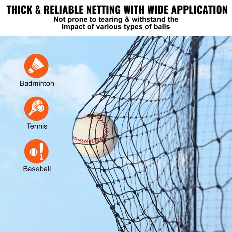 Heavy Duty Baseball Batting Cage Netting - Portable Practice Net for Indoor Outdoor Training