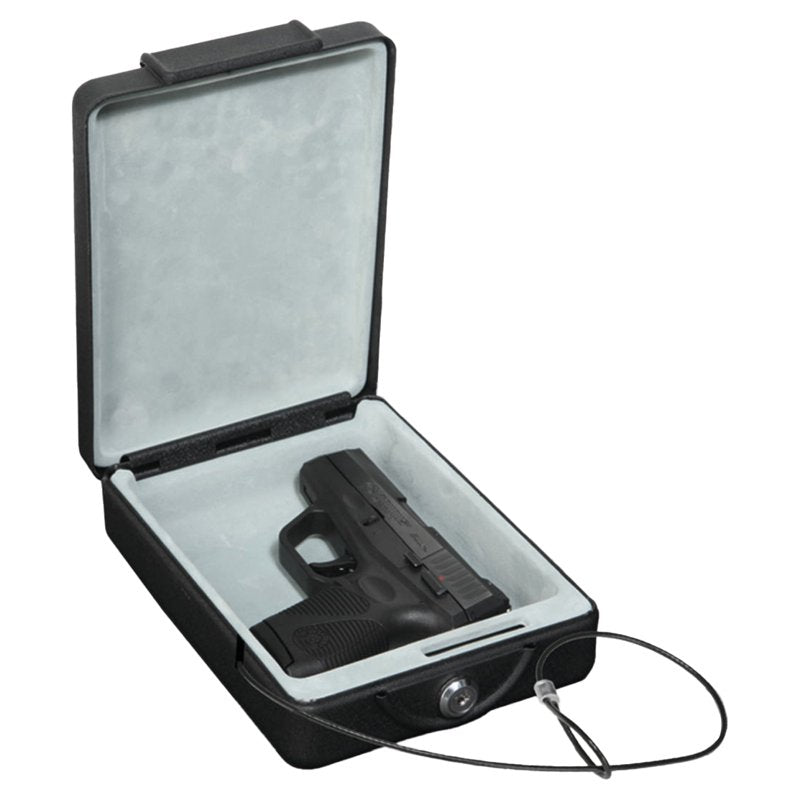 Car & Personal Safe with Key Lock, Mounting Bracket & Cable - Heavy Duty Steel