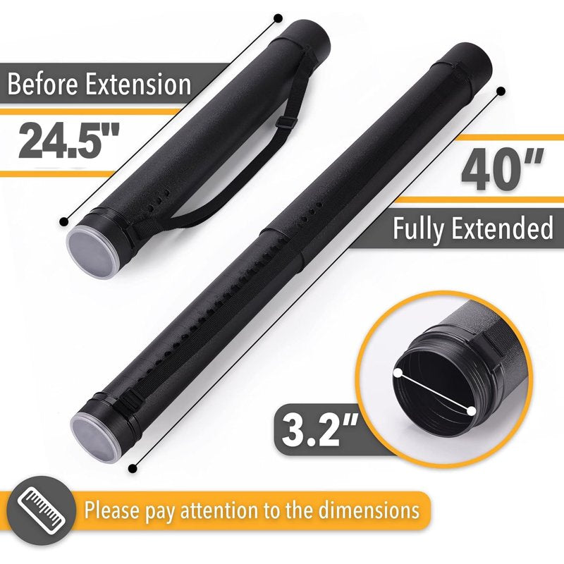 Adjustable Poster Tube 24.5-40 Inches Waterproof Art & Document Storage
