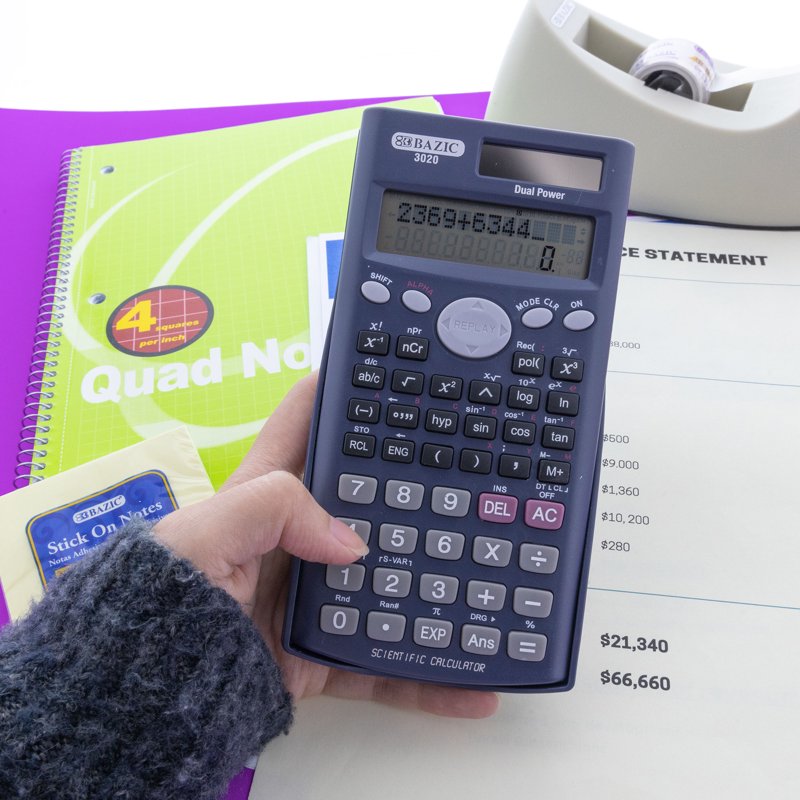 Scientific Calculator with Slide-On Case - 240 Functions, Multiple Sizes
