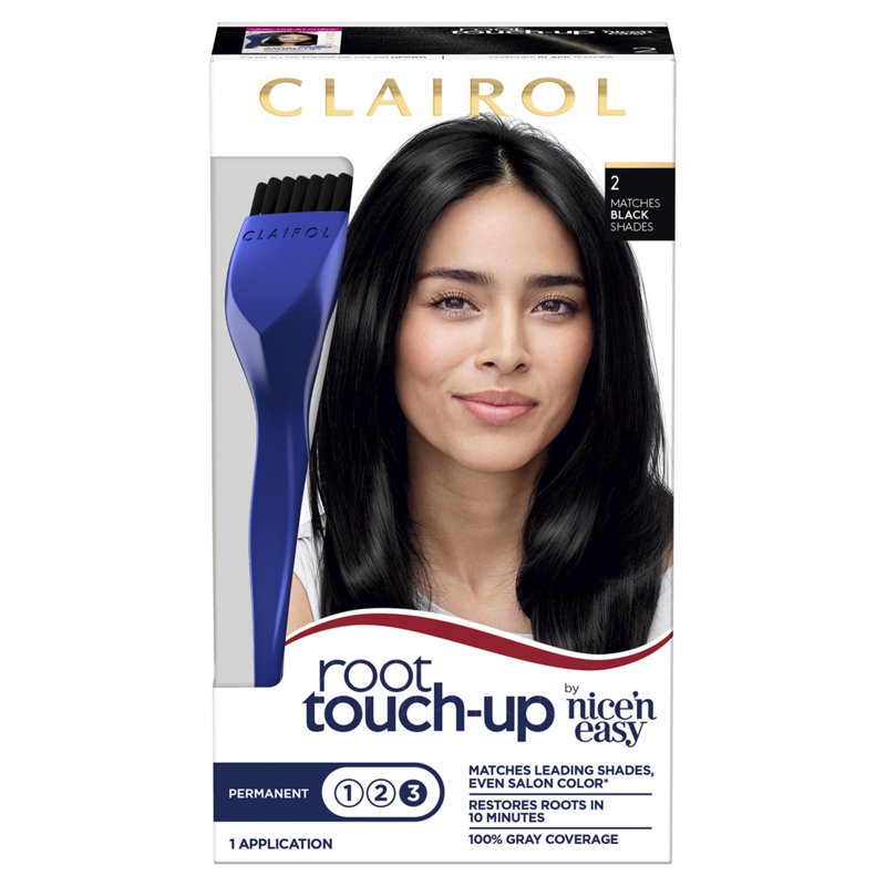 Permanent Hair Dye Kit - Black, Gray Coverage, Root Touch-Up, Easy Application