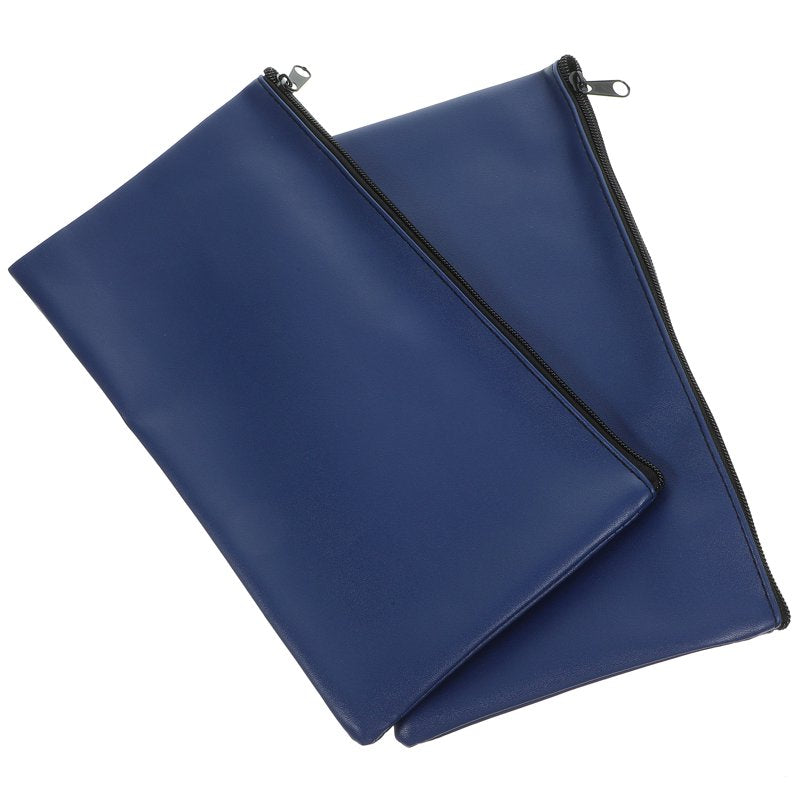 2-Pack Zippered Money Bags for Cash and Document Storage - PU Leather