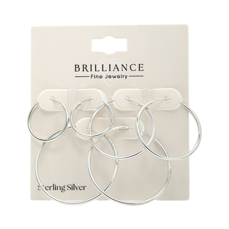 Sterling Silver Endless Hoop Earrings Set - 17mm, 24mm, 30mm Jewelry