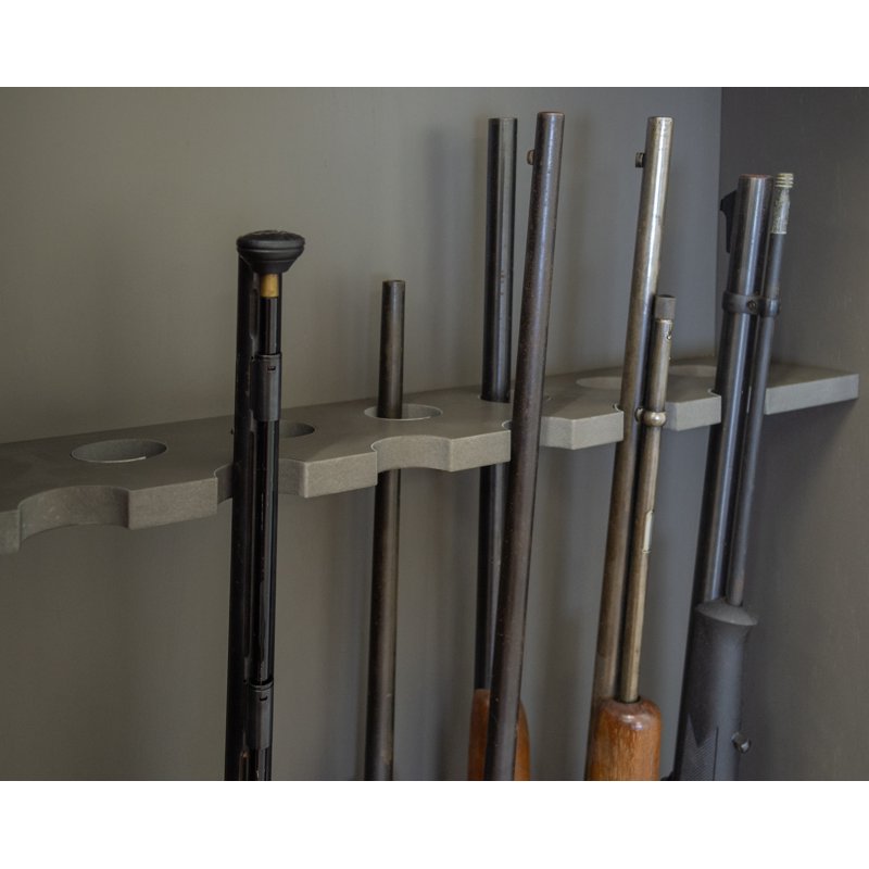 12-Gun Locking Cabinet with Base Storage - Grey Firearm Organizer