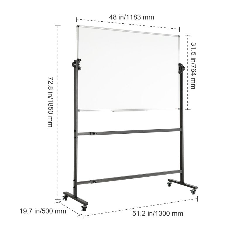 48x32 Inch Double-Sided Magnetic Whiteboard with Mobile Stand