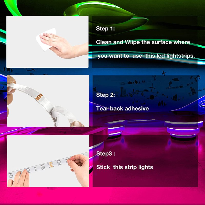 100ft RGB LED Strip Lights with Remote & Power Supply - Flexible, Cuttable for Bedroom, Kitchen, Decor