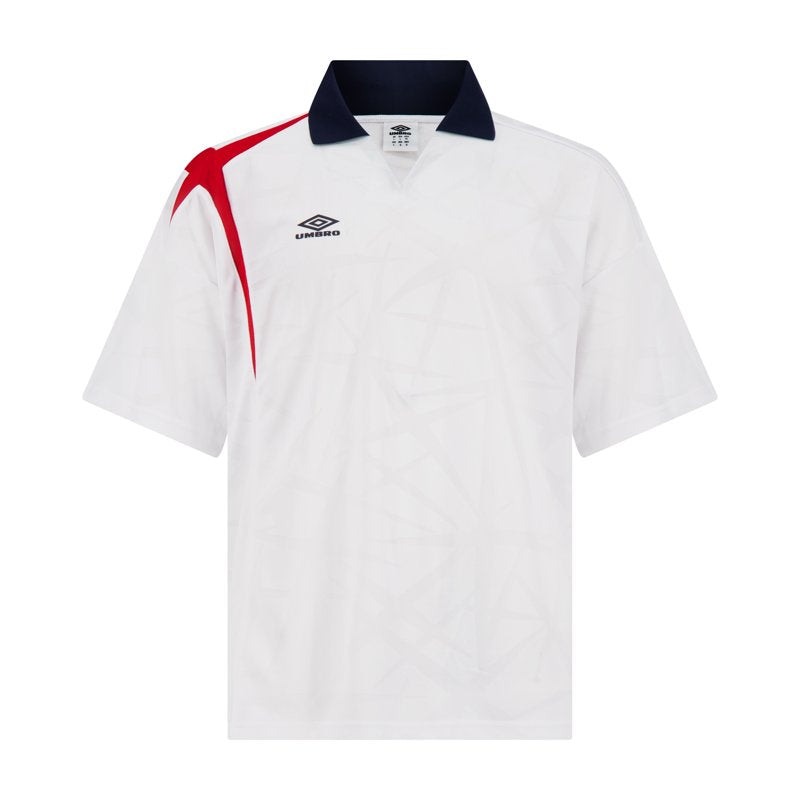 Umbro Boxy Football Shirt – Brilliant White / Baritone Blue / Goji Berry, XL