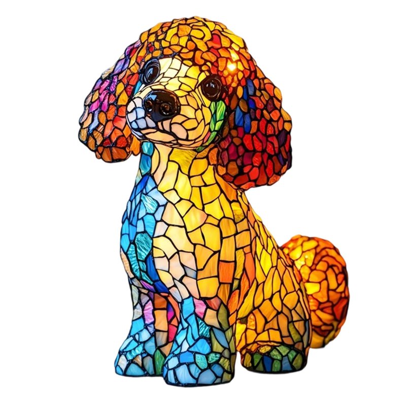 Cute Resin Poodle Night Light - Dog Themed LED Table Lamp for Home Decor
