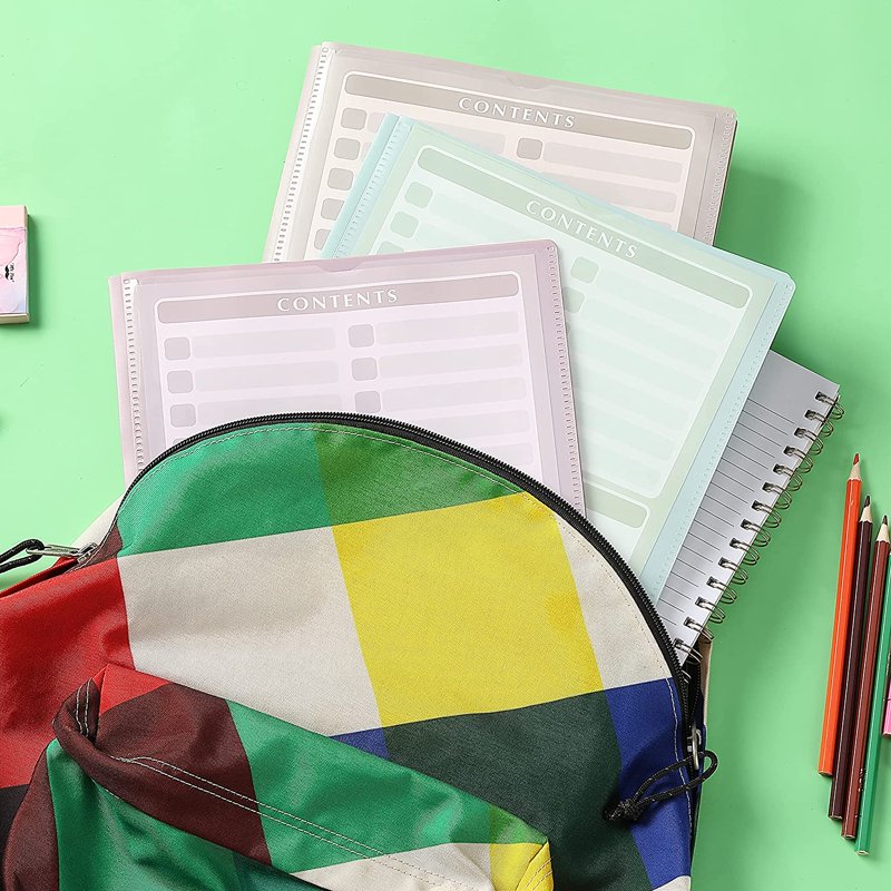 Plastic Pocket Folders Set with Clear Front Pockets - 5 Assorted Colors, 11.4 x 9.3 Inches