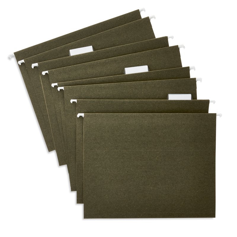 Letter Size Hanging File Folders - Green, 12 Pack Office Organization