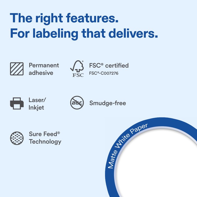 Printable 2.5-Inch Round White Matte Labels - Bulk Pack for Inkjet & Laser Printers