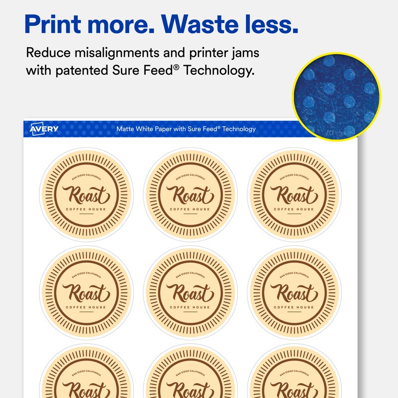 Printable 2.5-Inch Round White Matte Labels - Bulk Pack for Inkjet & Laser Printers