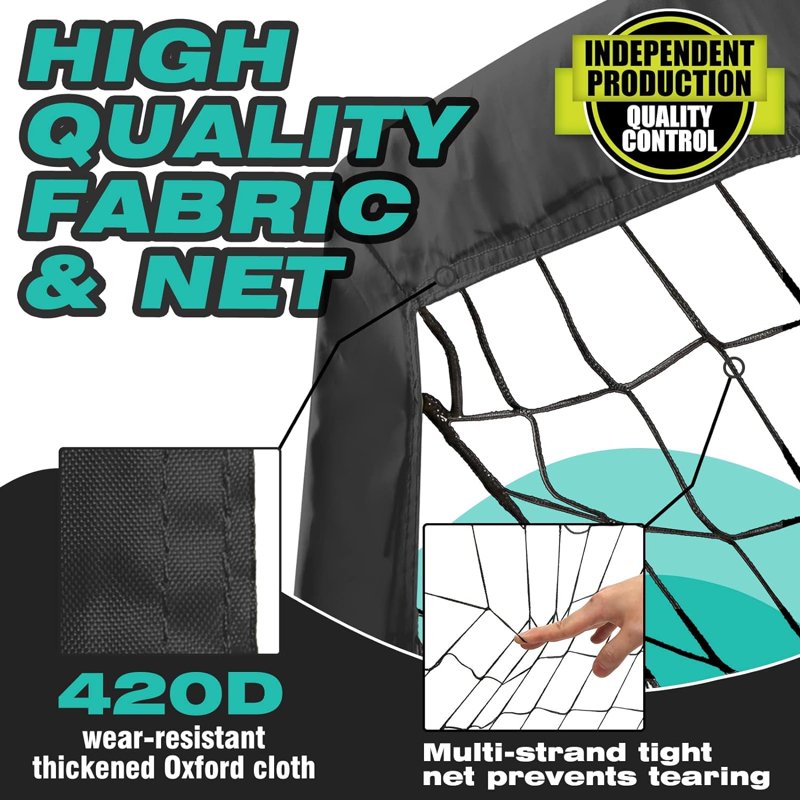 Kids 6x4ft Backyard Soccer Goal - Large Portable Folding Net with Carry Bag (Black) - Outdoor Soccer Training