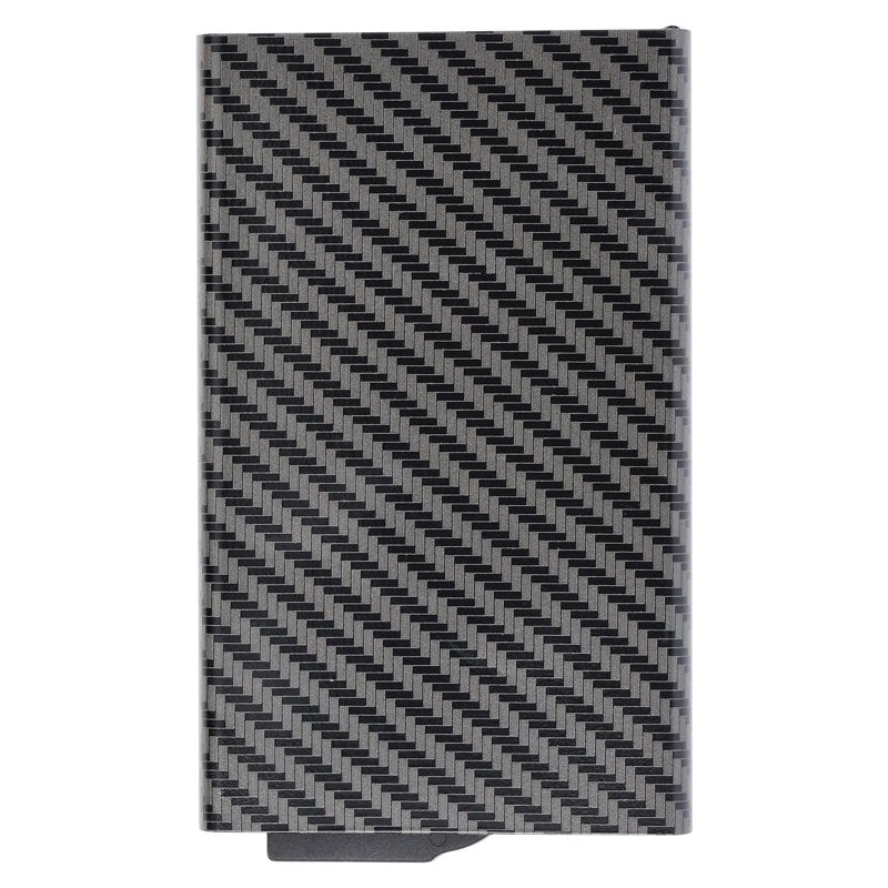 Men's Metal Card Holder with Money Clip - Slim Black Wallet