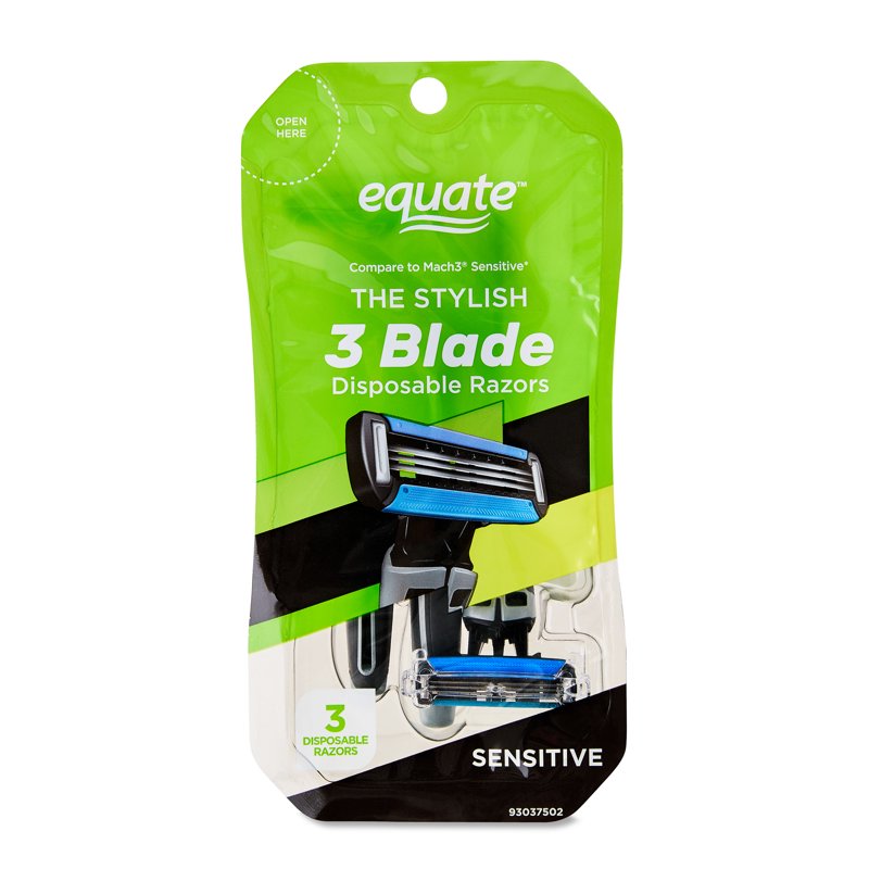 Disposable Razors for Men - 3-Blade Sensitive Shaving Razors, Pack of 3