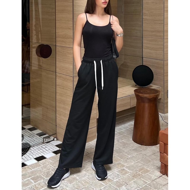 High Waist Wide Leg Sweatpants for Women - Joggers with Pockets & Drawstring