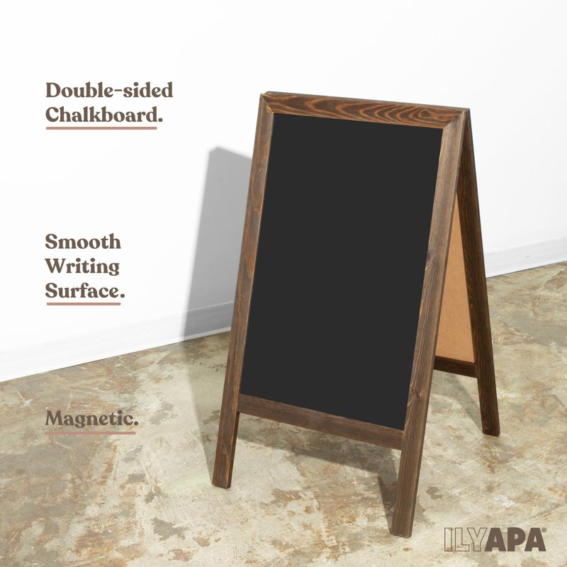 Outdoor Wooden Sandwich Board Sign with Chalk & Eraser - 40x20 Inches