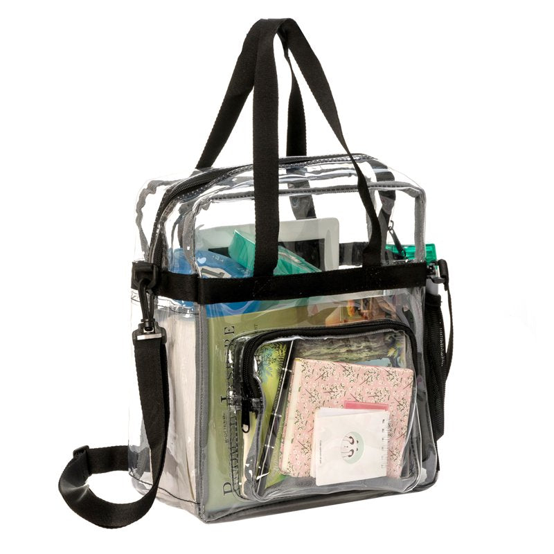 Heavy Duty Clear PVC Shoulder Bag with Top Handle & Adjustable Strap