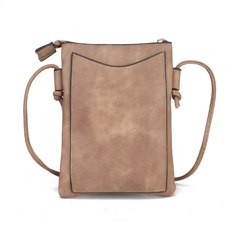 Women's Crossbody Bag with Faux Leather and Silver Details - Black