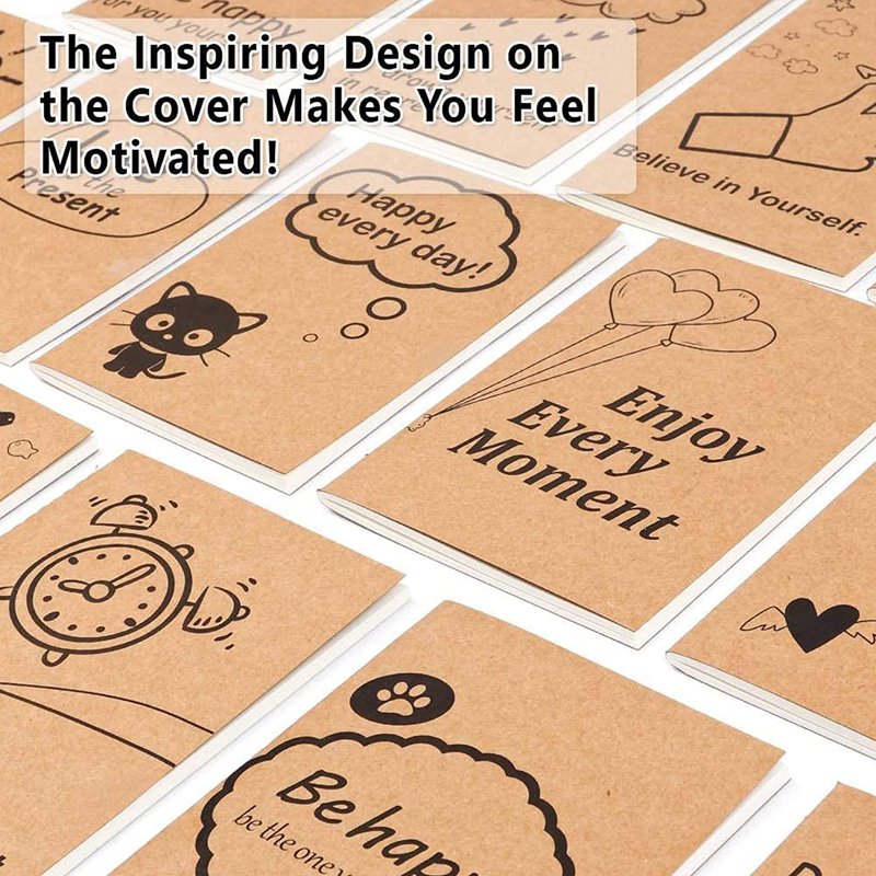 30 Pack Kraft Notebooks with Inspirational Covers - Mini Pocket Journals for School & Daily Use