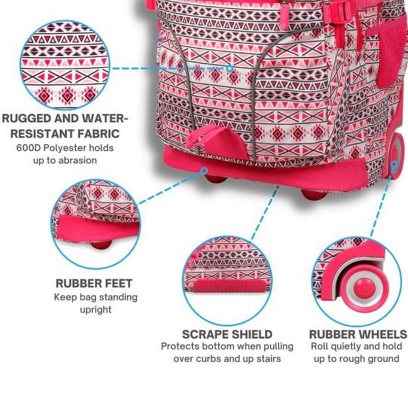 Multi-Purpose Laptop Rolling Backpack for School and Travel