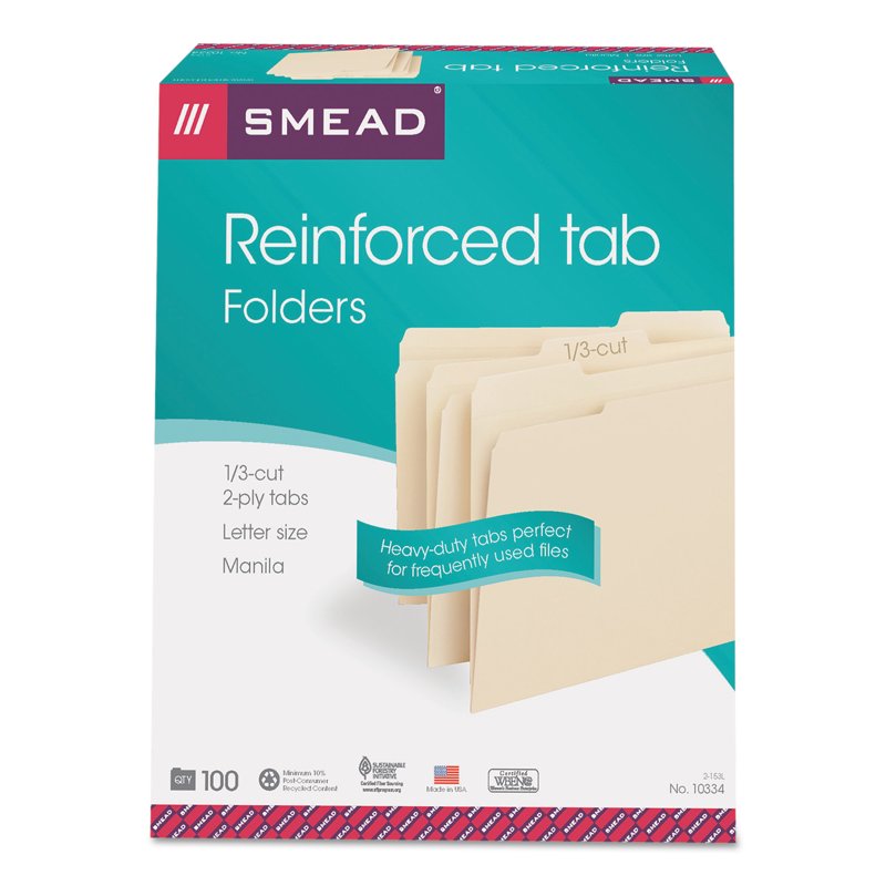 Reinforced Manila Folder Tabs 1/3 Cut for Letter Size File Organization