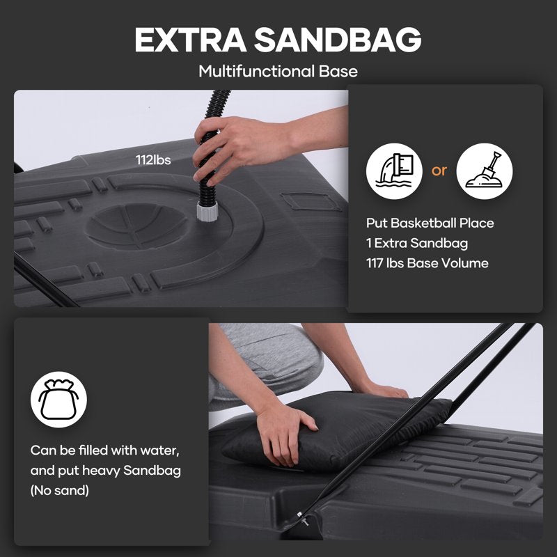 Portable Adjustable Basketball Hoop System with Large Base for Indoor Outdoor Use - 44 Inch Rim