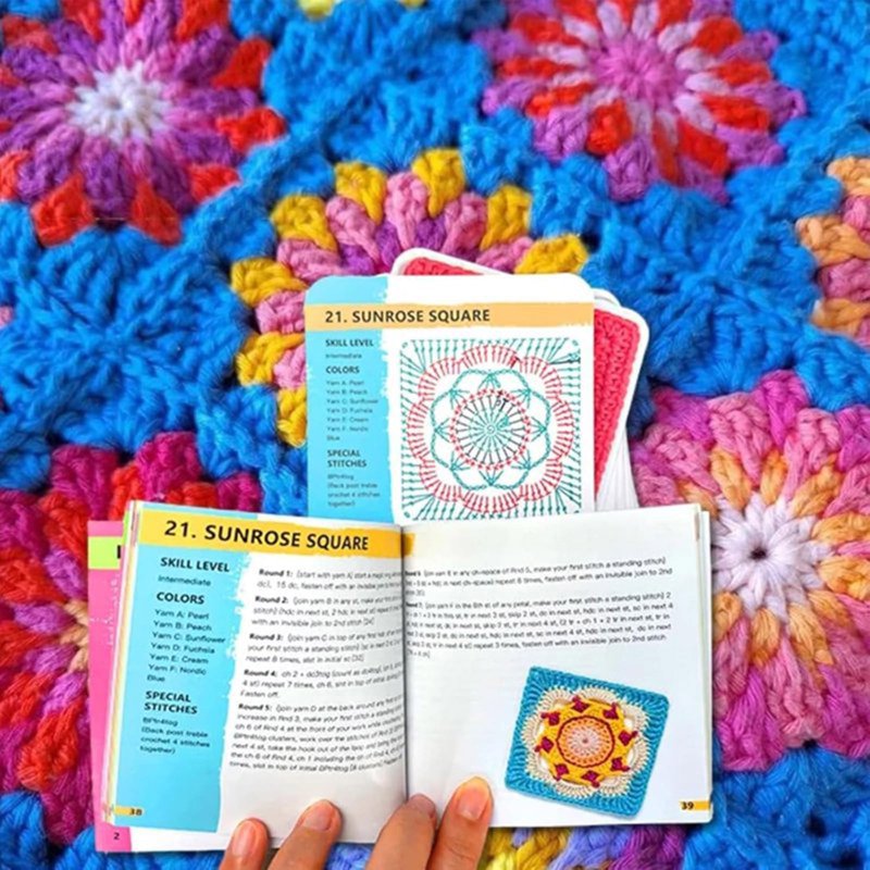 Crochet Pattern Deck 50pcs for Granny Squares & Craft Planning