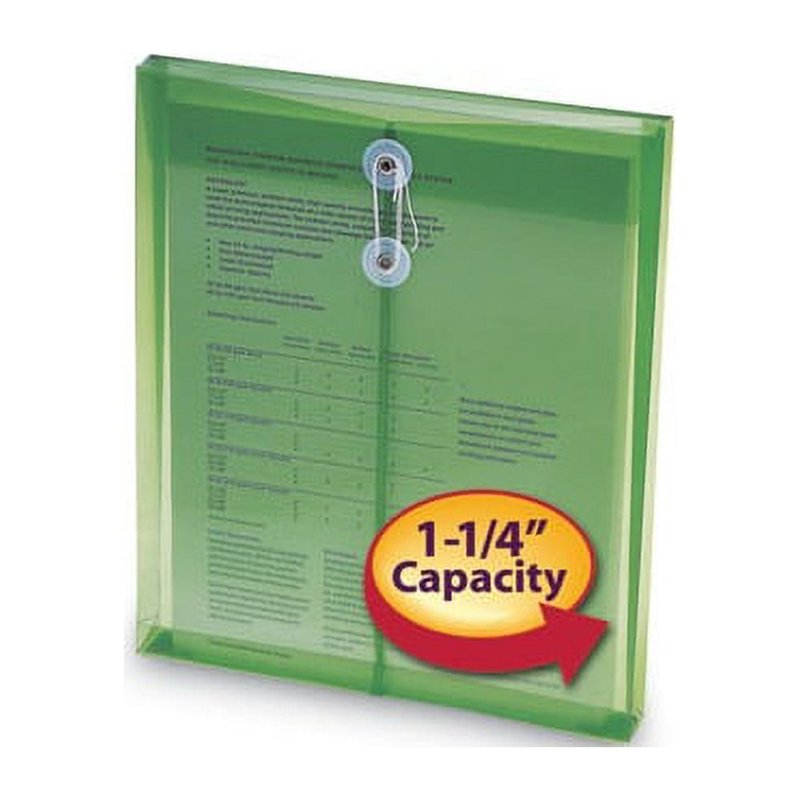 Poly Envelope with String-Tie Closure, Green, 5 Pack - Acid-Free & Water-Resistant Office Storage