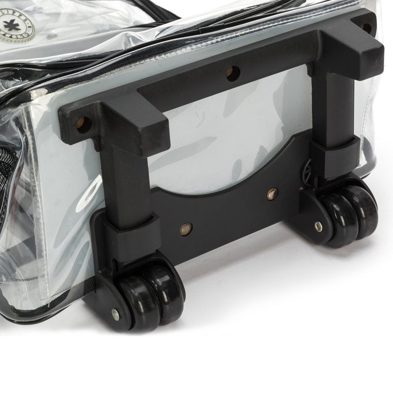 Heavy Duty Clear PVC Rolling Backpack with Wheels - Unisex School Luggage