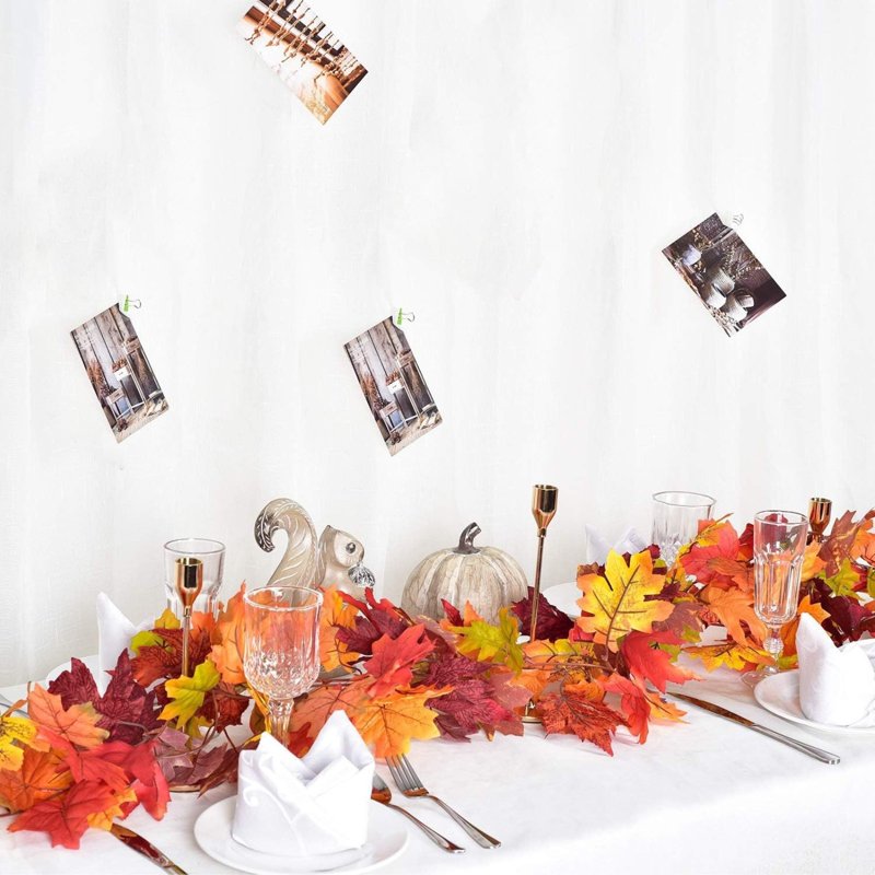 5.9Ft Fall Artificial Maple Leaves Garland for Thanksgiving and Autumn Decor