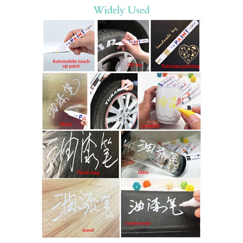 Waterproof Permanent Paint Marker Pen for Car Tires & Metal Surfaces - 5ml