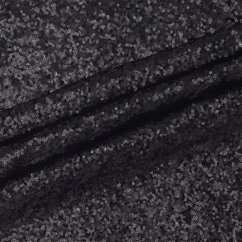 Black Sequin Fabric 2 Yards - Light-Catching Polyester for Costumes & Decor