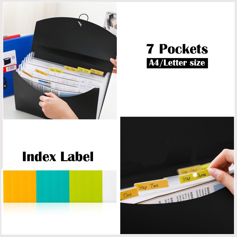 7-Pocket Accordion File Organizer Pack of 4, Letter & A4 Document Folders