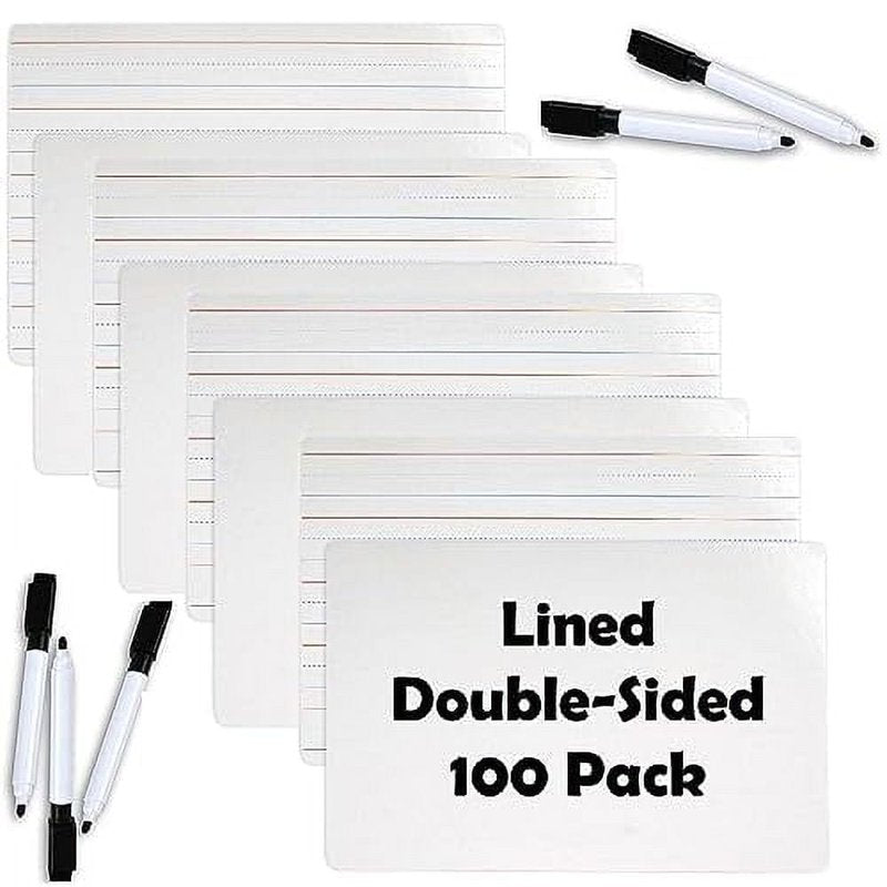 Bulk 100 Pack 9x12 Lined Dry Erase Boards for Classroom & Office