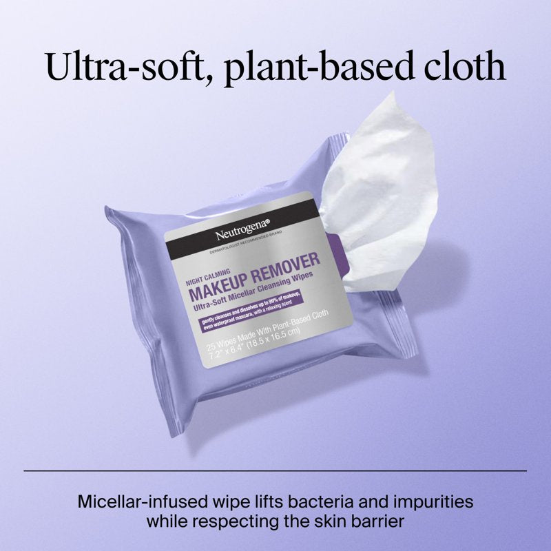 Makeup Remover Wipes for Sensitive Skin - Night Calming, 50 Count